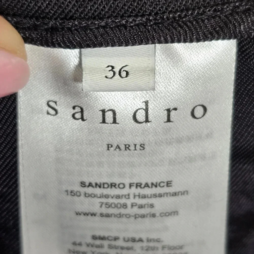 Sandro Paris‎ Womens Wool Blend Trouser Straight Leg Pants Black Size FR 36 US 6